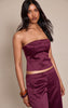 Dark Wine Satin Bandeau Top