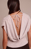 Light Mushroom Wool Look Slouchy Tie Back Top