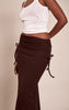 Chocolate Brushed Rib Ruched Detail Maxi Skirt