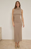 Taupe Wrap Neck Detail Maxi Dress