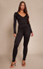 Black Soft Touch Zip Up Jumpsuit