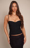 Black Woven Stretch Strappy Cami Top