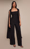Black Woven Cape Sleeve Wide Leg Jumpsuit