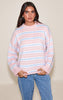 Pink Striped Brushed Knit Sweater