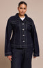 Plus Raw Indigo Cinched Waist Denim Blazer
