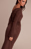 Chocolate Faux Suede Asymmetric Maxi Dress