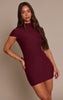Plum Soft Touch High Neck Cowl Bodycon Dress