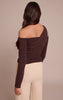 Chocolate Textured Wool Look Twist Overlay Detail Long Sleeve Top