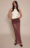 Chocolate Mesh Extreme Fold Over Maxi Skirt