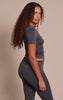Tall Charcoal Seamless Marl Layered Ruched Side Gym Top