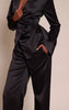 Black Satin Straight Leg Tailored Pant