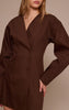 Deep Chocolate Woven Balloon Sleeve Blazer Dress