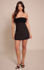 Black Woven Ruffle Bandeau Shift Dress