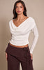Cream Burnout Mesh Cowl Neck Long Sleeve Top