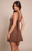 Chocolate Woven Scarf Detail Bandeau Shift Dress