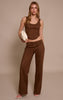 Chocolate Suede Contrast Stitch Corset Top