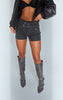 Washed Black Faux Leather Belted Shorts