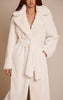 Cream Faux Fur Tie Waist Maxi Coat
