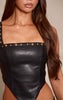 Black Faux Leather Studded Corset
