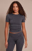Tall Charcoal Seamless Marl Layered Ruched Side Gym Top