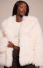 Plus Cream Mongolian Fur Midi Coat