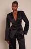 Black Satin Ruched Cinched Blazer