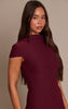 Plum Soft Touch High Neck Cowl Bodycon Dress