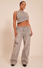 Shape Mushroom Stretch Washed Mid Rise Denim Wide Leg Jeans