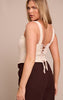 Shape Cream Textured Floral Lace Up Back Corset Top