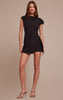 Black Button Detail Cap Sleeve Shift Dress