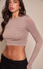 Mushroom Soft Jersey Ruched Long Sleeve Top
