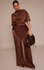 Plus Chocolate Satin Wide Leg Pants