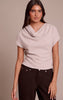 Light Mushroom Wool Look Slouchy Tie Back Top