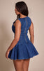 Shape Indigo Stretch Denim Boat Neck Dropped Hem Mini Dress