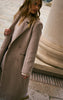 Taupe Structured Double Breasted Wool Look Maxi Coat