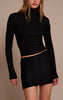 Black Textured Jersey Mini Skirt