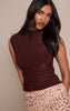 Dark Chocolate Double Layer Slinky Drape Detail Long Top