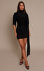 Black Ruched Wrap Bodycon Mini Dress
