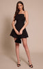 Black Woven Bandeau Hanky Hem Mini Dress