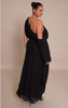 Plus Black Chiffon Drape Long Sleeve Maxi Dress