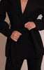 Black Gathered Wrap Waist Belted Blazer