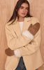 Tan Faux Suede Fur Trim Mittens