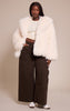 Plus Cream Mongolian Fur Midi Coat