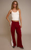 Red Shell Contrast Stripe Wide Leg Track Pants