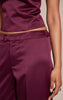 Dark Wine Satin low Rise Straight Leg Pants