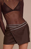 Dark Chocolate Studded Wrap Over Mini Skirt