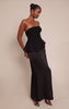 Black Tailored Peplum Hem Maxi Dress