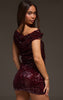 Plum Sequin Asymmetric Mini Dress