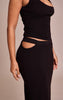 Petite Black Asymmetric Rib Maxi Skirt