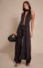 Black Satin Drape Wide Leg Jumpsuit